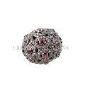 Natural Ruby Bead Pave Setted Pave Diamond Bead 92.5 Solis Sterling Silver Bead