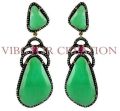 Ruby Emerald Jhumki Stud 14kGold Pave Diamond Earrings 925 Silver Jewelry