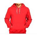Mens Cotton Full Sleeve Red Hooded T-shirt