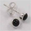 Pure 925 Silver Small Stud Post Earrings Natural 4x4mm BLACK ONYX Round Gemstone