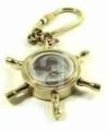 Nautical Brass Wheel Compass Keychain