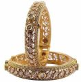Indian Gold Plated Revers A D Stone Polki Bangle Set