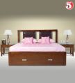 Modist Wooden Bed With Two Bedside Tables Without Storage