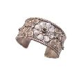 ANTIQUE FLOWER DESIGN OLD SILVER VINTAGE LOOK TRIBAL GYPSY CUFF BANGLE