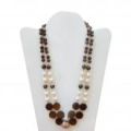 PEARL and SMOKY QUARTZ HAND CRAFTED 925 STERLING SILVER BEADED NECKLACE