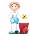 Boy with Pot Metal Planter / Pen Stand for Home or Garden