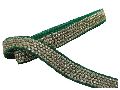 border lace trim, velvet green base, 5 row gold embroidery