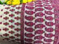 Cream georgette fabric, rani pink embroidery, heavy panel, kurti skirt material