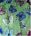 Dress Fabric by the metre polycotton green butterfly embroidery wedding material