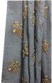 Kurti Material Blouse Fabric by meter Grey Chiffon cream pearls embroidery