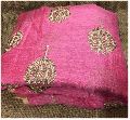 Silverish Gold Embroidery Pink Cotton Fabric Material