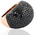 Rose Gold Silver 925 Sterling Pure Black Diamond Cocktail Ring