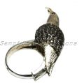 Bird Shape Diamond Gold Plated 925 Sterling Silver Pave Setting Ring