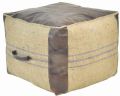 LEATHER and JUTE CUBE OTTOMAN