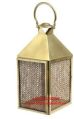 Antique Brass And Rattan Candle Lantern