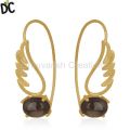 14K Gold Plated Silver Angel Wing Designer Hook Earring
