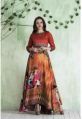 Silk Orange and Multi Printed Gown