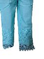 Blue Palazzo Pants with Hakoba Embroidery and Designer Lace