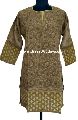 Brown Pure Cotton Chikan Kurti with Cut Work