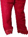 Red Palazzo Pants with Hakoba Embroidery and Designer Lace