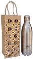 JUTE BOTTLE BAG WITH PRINTED FABRIC