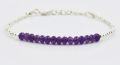 Natural Amethyst Beads Bar Bracelet with Sterling Silver Beads