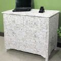 White Mother of Pearl Inlay Drawer Chest