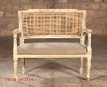 French Country Vintage Antique Cane Back Settee Sofa