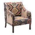 Kilim Wool Jute Rug Upholstered Chair