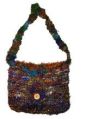 Recycled silk handknitted bag
