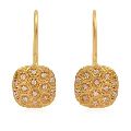 Gold Plated Silver Earrings Studded With White Zircon