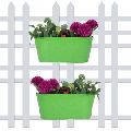 ound bucket railing planter with embossed butterfly