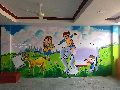 Cartoon Wall painting for play schools