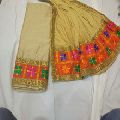 phulkari suit on golden silk fabric and chinon dupatta
