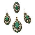 925 Silver Earring Set With Emerald Agate Gemstone