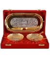 Gold Plated 2 Bowl Set With tray and Spoons