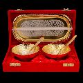2+1 Gold and Silver Plated Bowl and Spoon Set