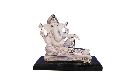 Relaxing Ganesha Glossy Silver White Statue