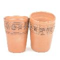 Ornately Designed Handcrafted Clay Glass-Set