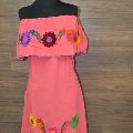 Off Shoulder Colorful Embroidered Dress