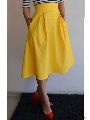 Yellow Cotton Solid A-Line Skirt