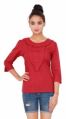 Casual Cotton Plain Dyed Women's Maroon Top