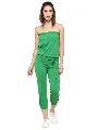 Green Cinched Waistband Smoked Romper Jumpsuit