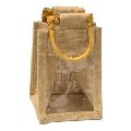 JUTE PROMOTIONAL GIFT BAG WITH CLEAR PVC