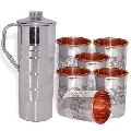 Silver Plated Copper Jug with Glass Set