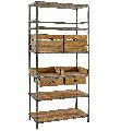 INDUSTRIAL METAL AND WOOD BOOKCASE WITH STORAGE BIN