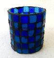Blue Mosaic Glass Candle Holder
