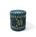 Grey Mosaic Glass Candle Holder