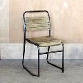 antique Iron metal Dining chair with wooden slats