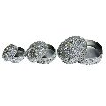 ROUND SHAPE ETHNIC GLITTER WORK JEWELERY BOXES LAC ITEM SILVER
